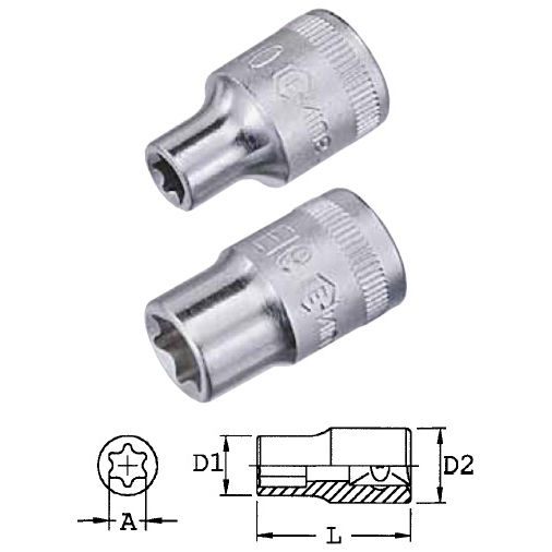 Genius Tools 454514 1/2"-os E-típusú (belső torx) dugókulcs fej, E-14 termék fő termékképe