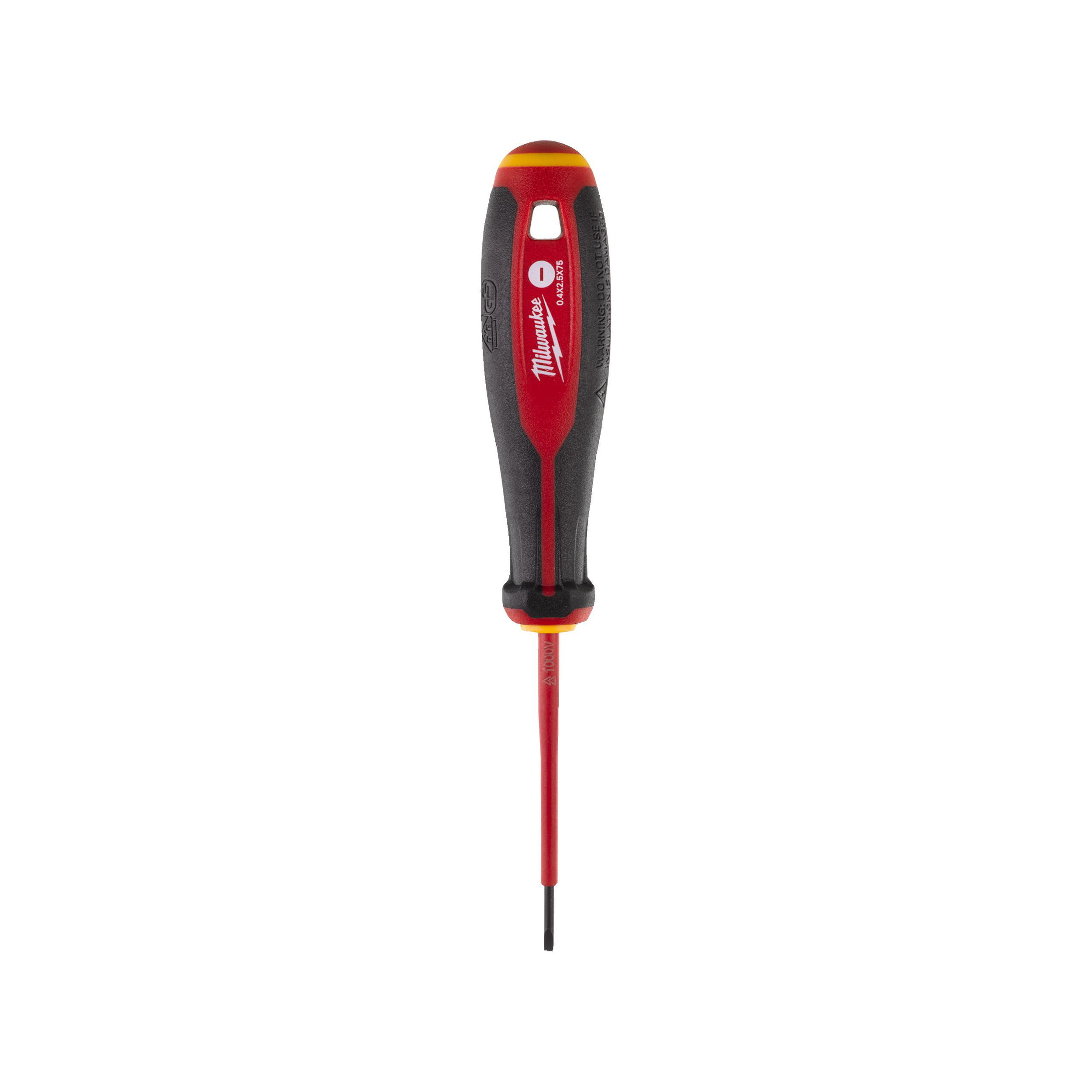 Milwaukee Tri-Lobe VDE szigetelt lapos csavarhúzó 3-oldalú markolattal, 0.4 x 2.5 x 75 mm termék fő termékképe