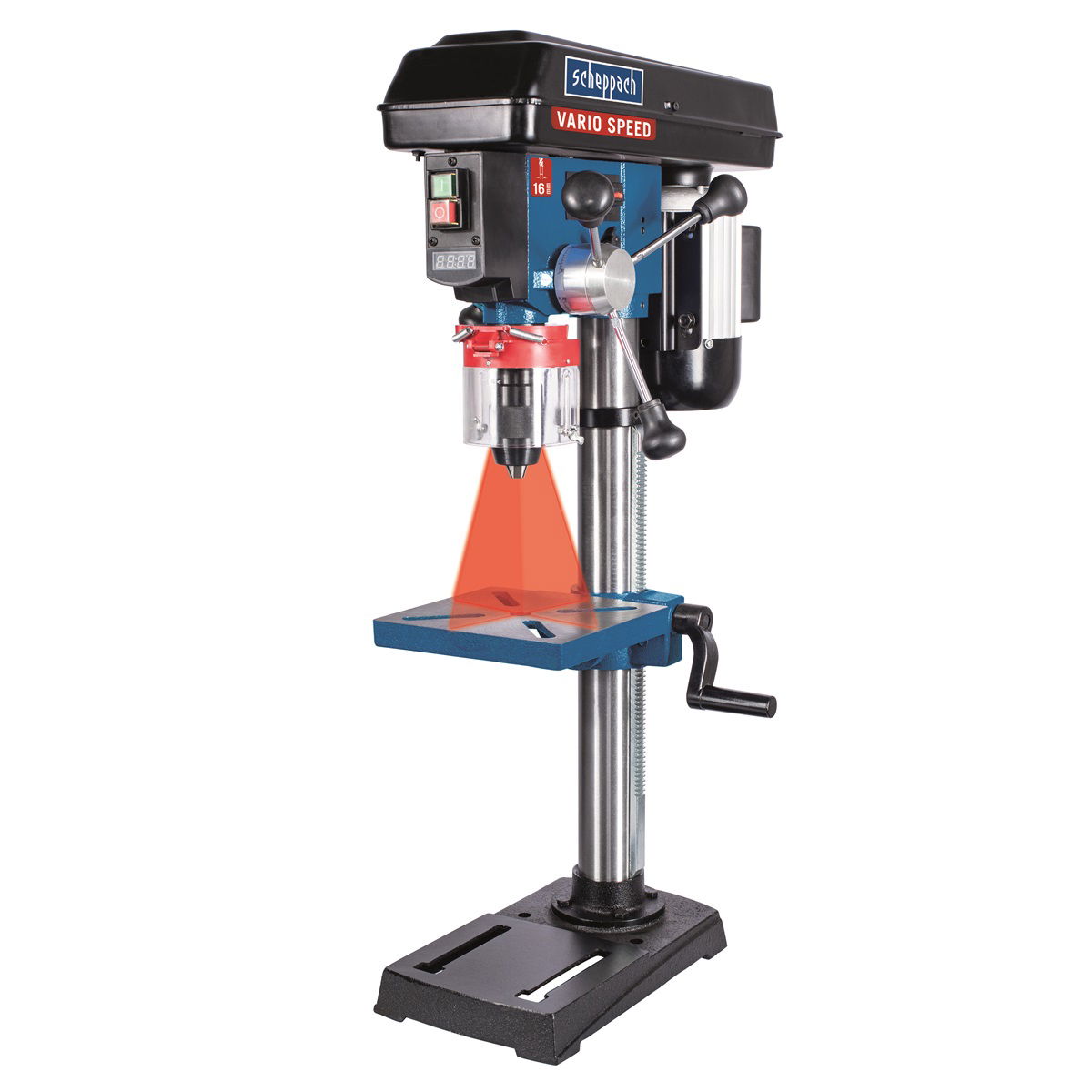 Scheppach DP 19 VARIO - Oszlopos fúrógép lézeres központosítással termék fő termékképe