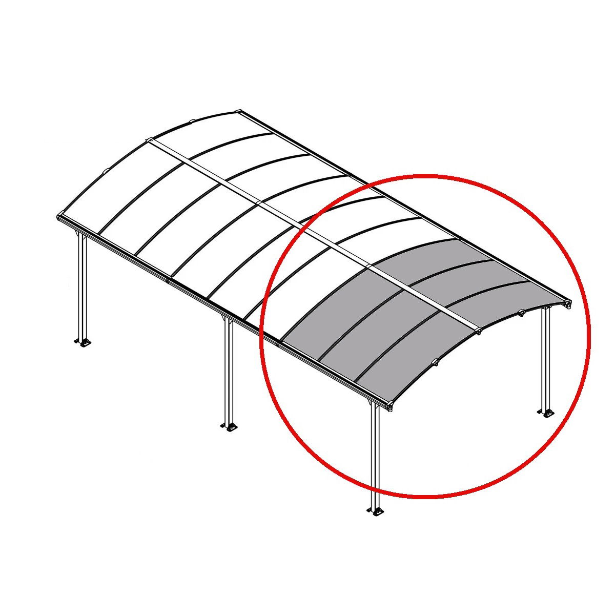 Palram - Canopia Bővítő elem Arcadia kocsibeállókhoz (210 cm) termék fő termékképe