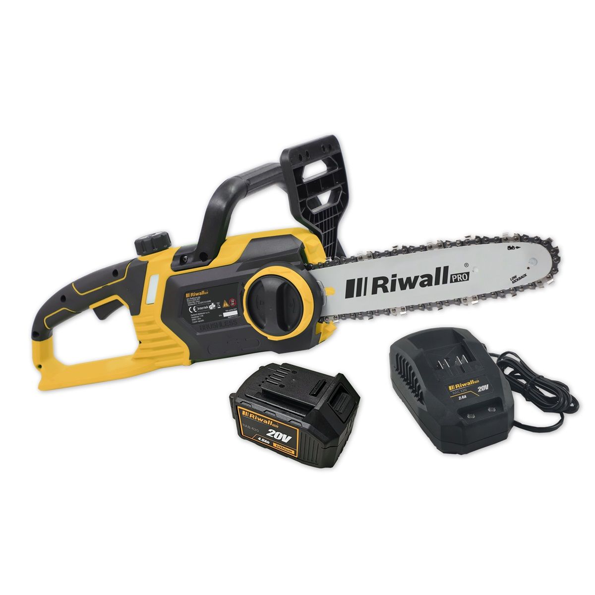 Riwall PRO RACS 2520i SET - akkus láncfűrész 20 V szénkefe nélküli motorral (akkuval és töltővel) termék fő termékképe