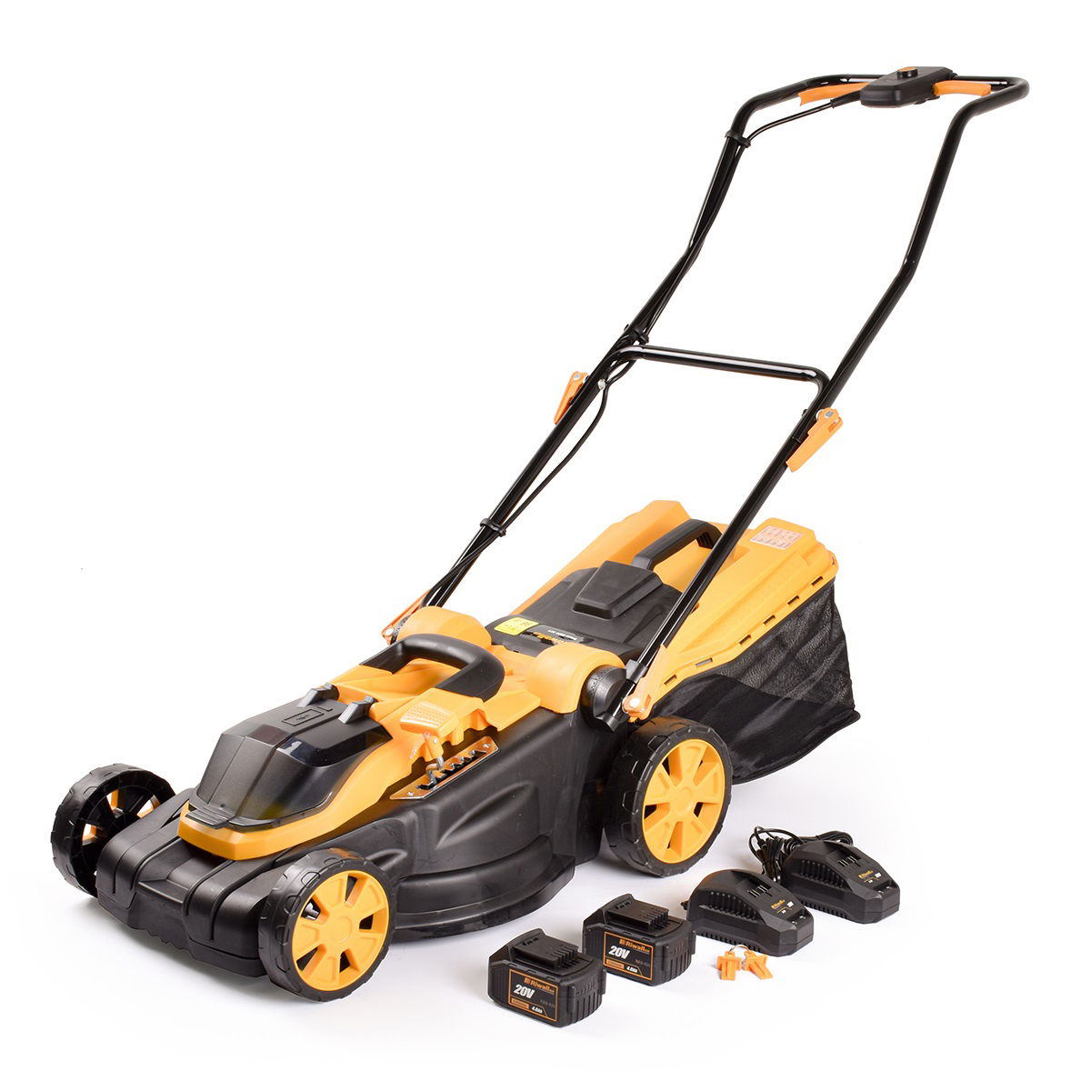Riwall PRO RALM 3820 set - akkus fűnyíró 20V s szénkefe nélküli motorral (2 db 4Ah akkuval és töltővel) termék fő termékképe
